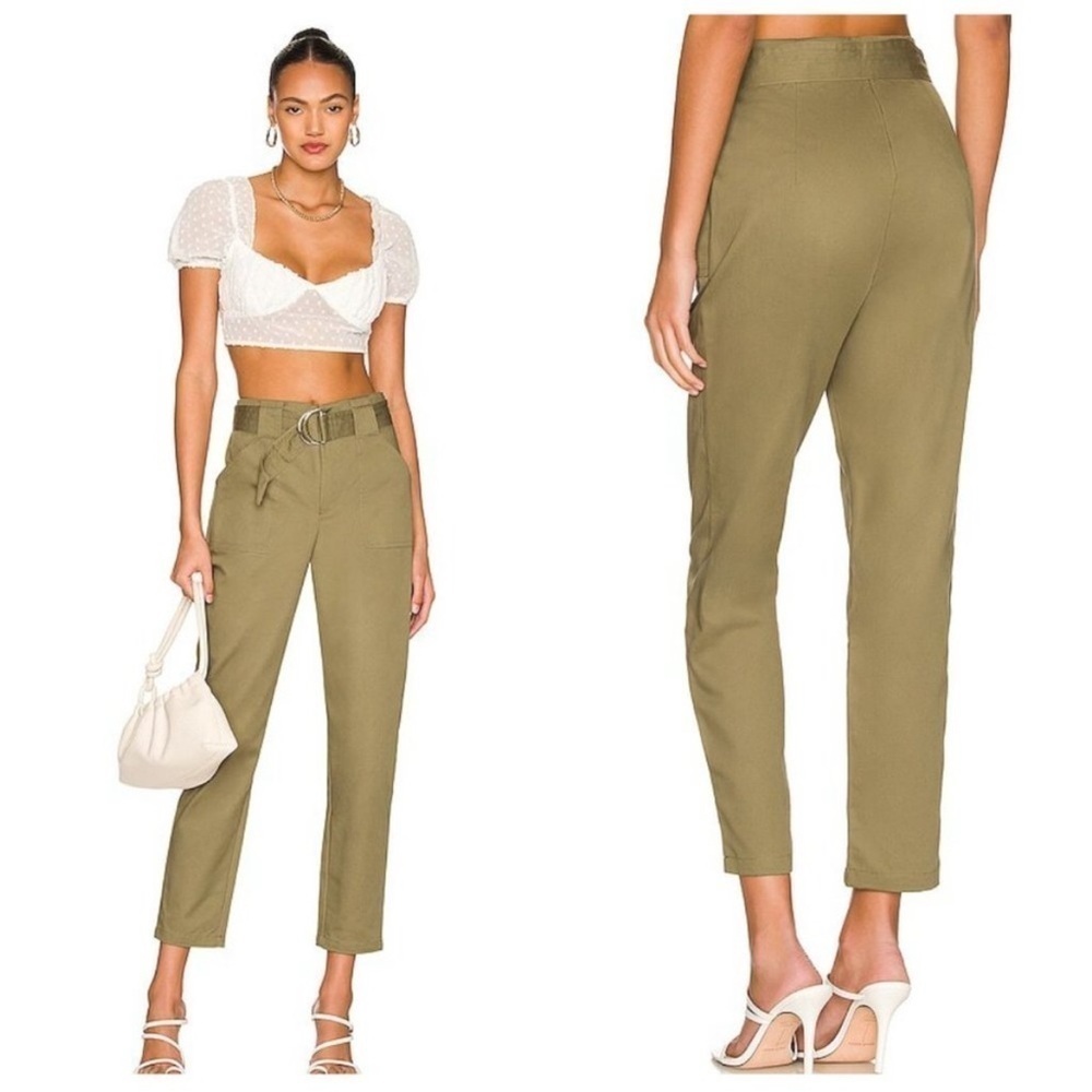 NWT Revolve Superdown Chanice Buckle High Rise Pant In Olive. Size XS